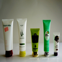 Tubo de plástico transparente cosmético, tubo cosmético plástico PE, redondo tubo cosméticos embalagens com tampa Flip superior